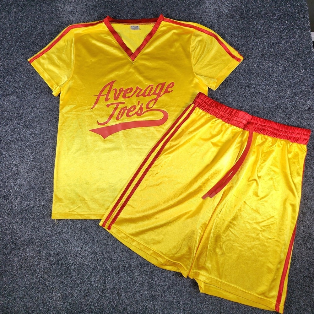 Spirit Dodgeball Costume Men Medium Yellow Average Joe's Jersey Shorts Set